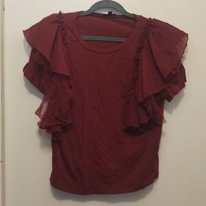 Chic Ruffled Burgundy Blouse